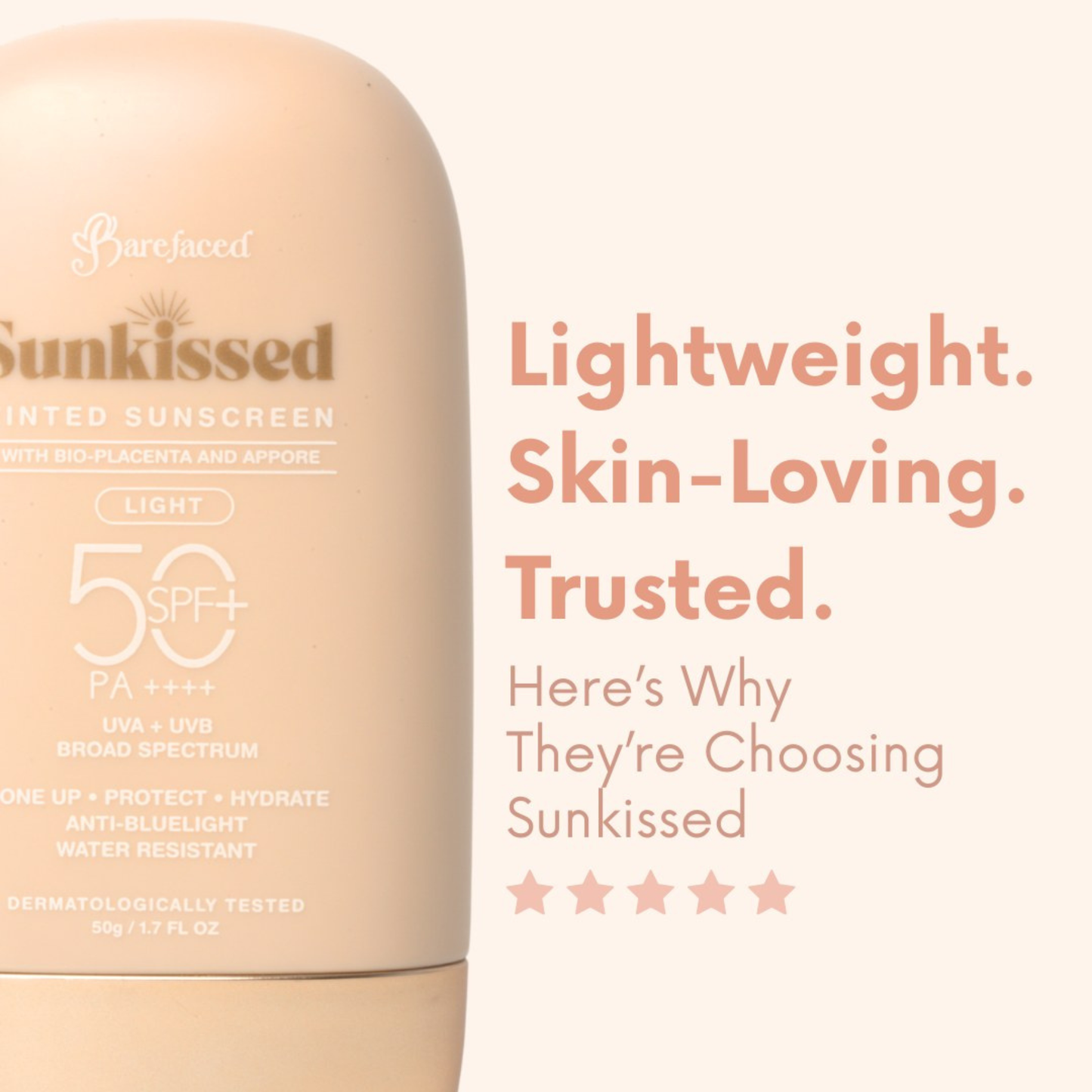 BAREFACED Sunkissed Tinted Light Sunscreen SPF50 PA++++
