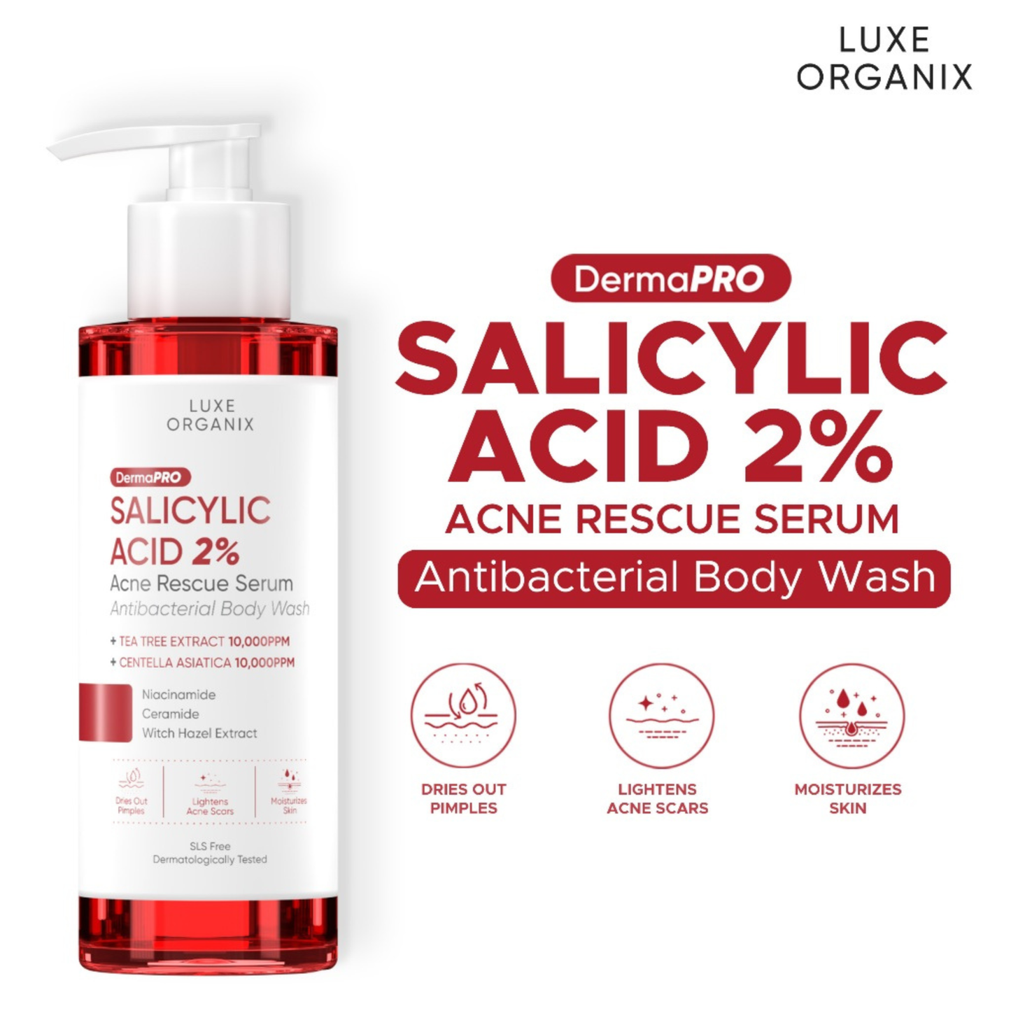 Luxe Organix Salicylic Acid 2% Acne Rescue Serum Body Wash