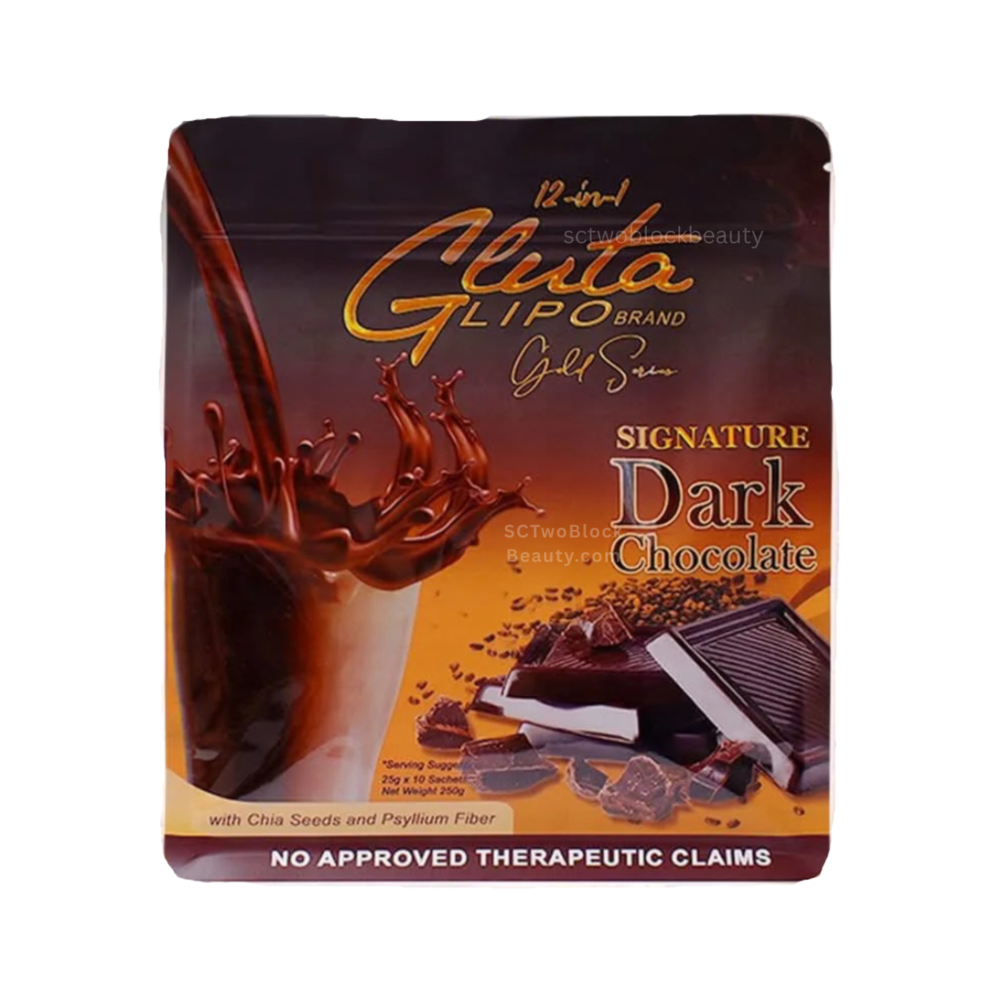 12-in-1 Gluta Lipo Gold Series Dark Chocolate 25g x 10 Sachets