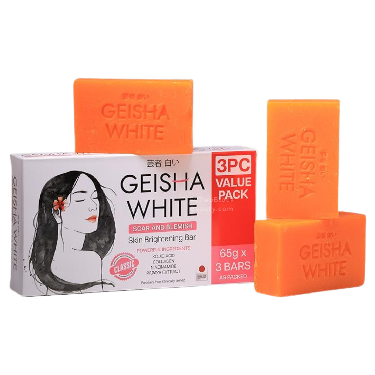Geisha White Bar Soap 65g x 3 (Pink)
