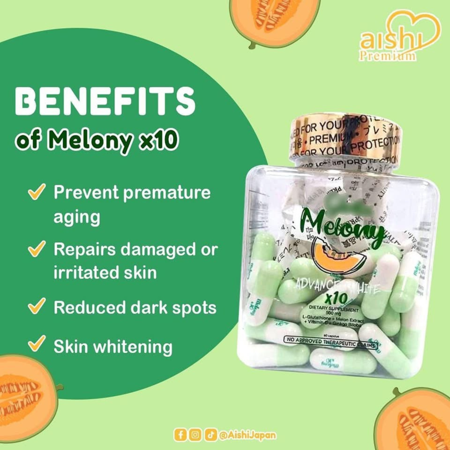 Aishi Premium Gluta Melony Advance White Glutathione