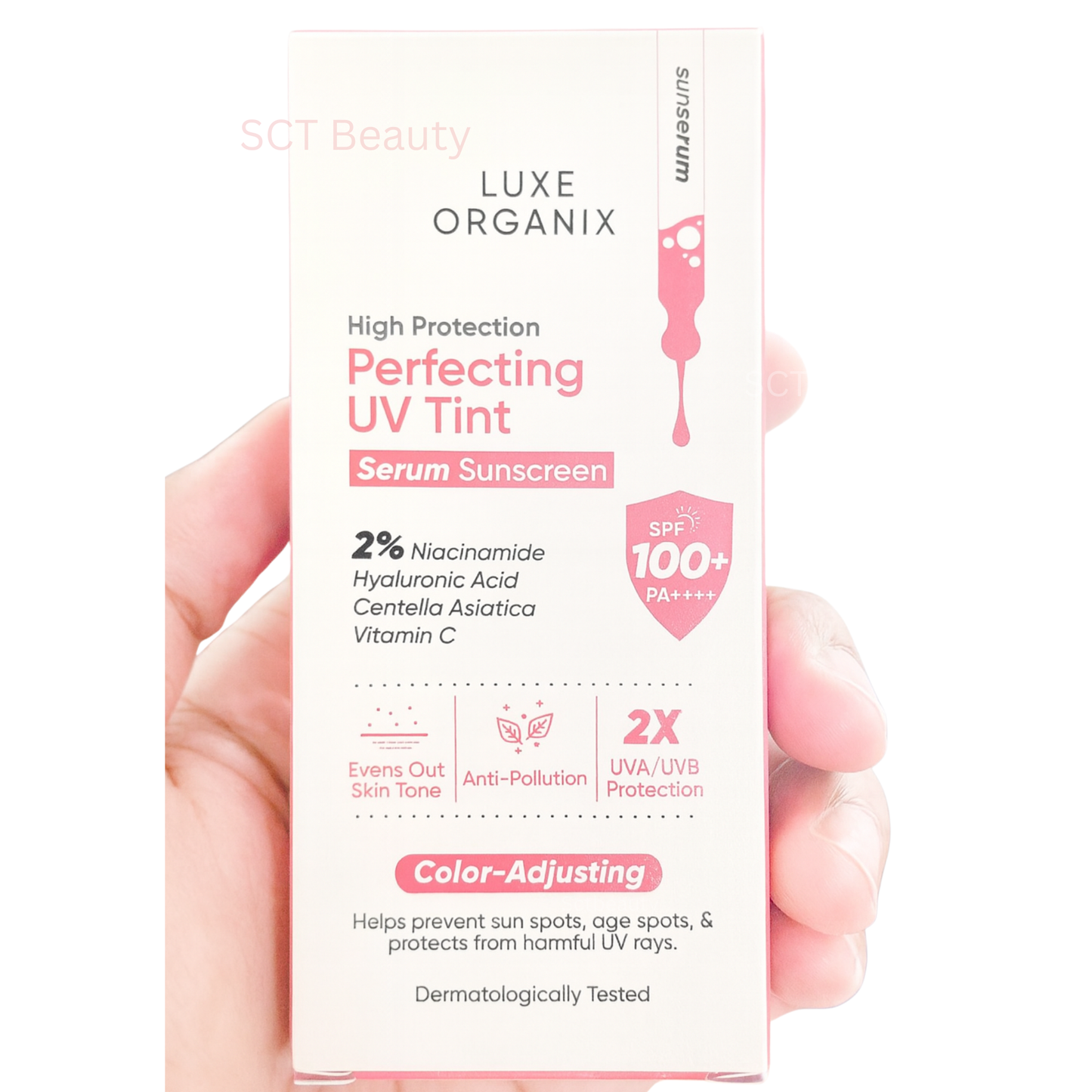 Luxe Organix Perfecting UV Tint Serum Sunscreen Color Adjusting SPF 100+ PA++++
