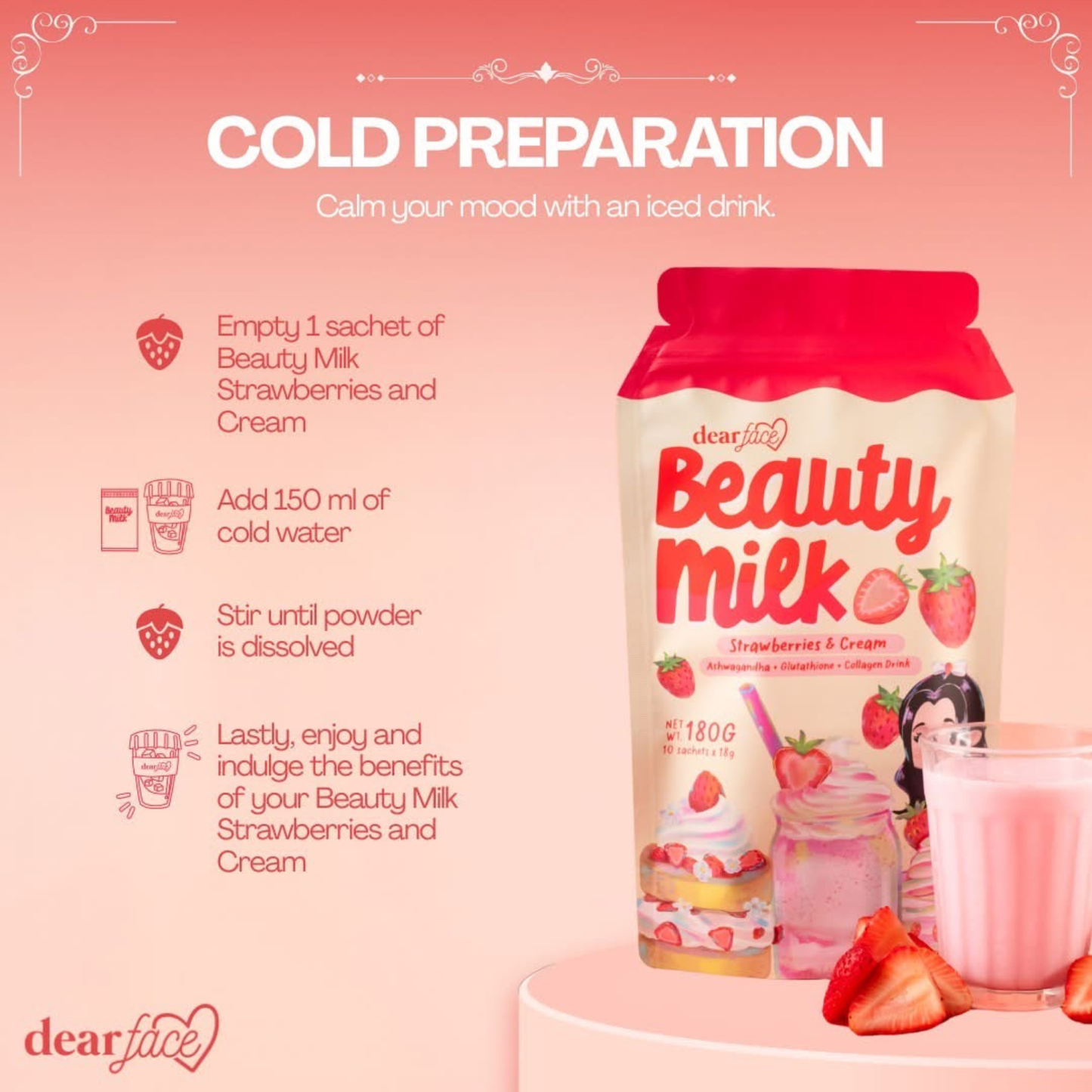 Dear Face Beauty Milk in Strawberries & Cream Drink