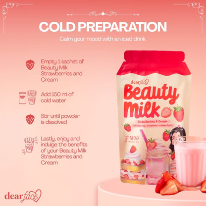 Dear Face Beauty Milk in Strawberries & Cream Drink