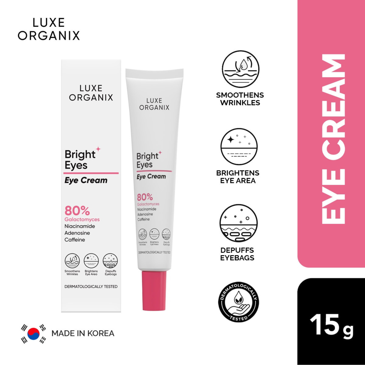 Luxe Organix Bright Eyes Eye Cream 80% Galactomyces 15g