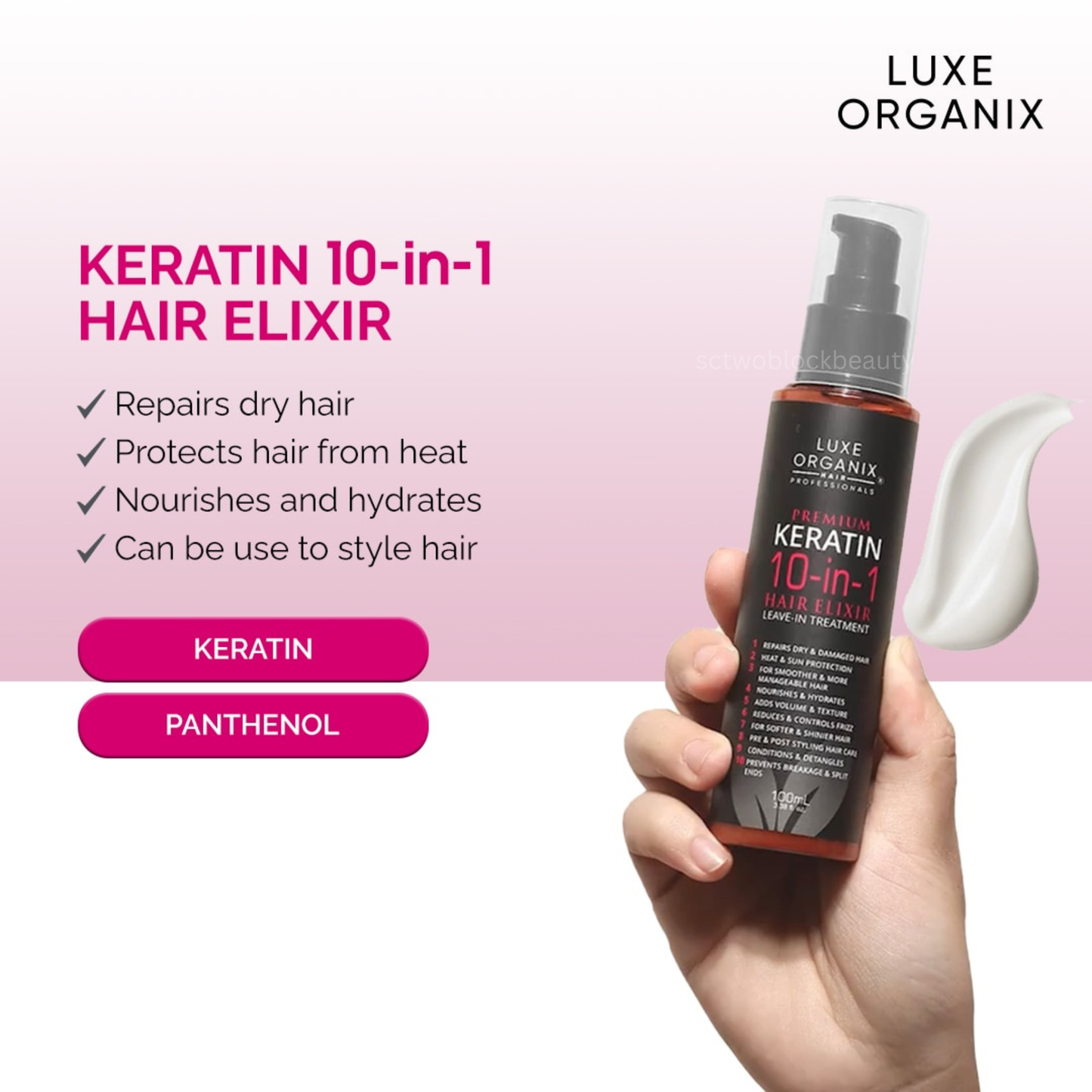 Luxe Organix Premium Keratin 10-in-1 Hair Elixir Leave-in Treatment