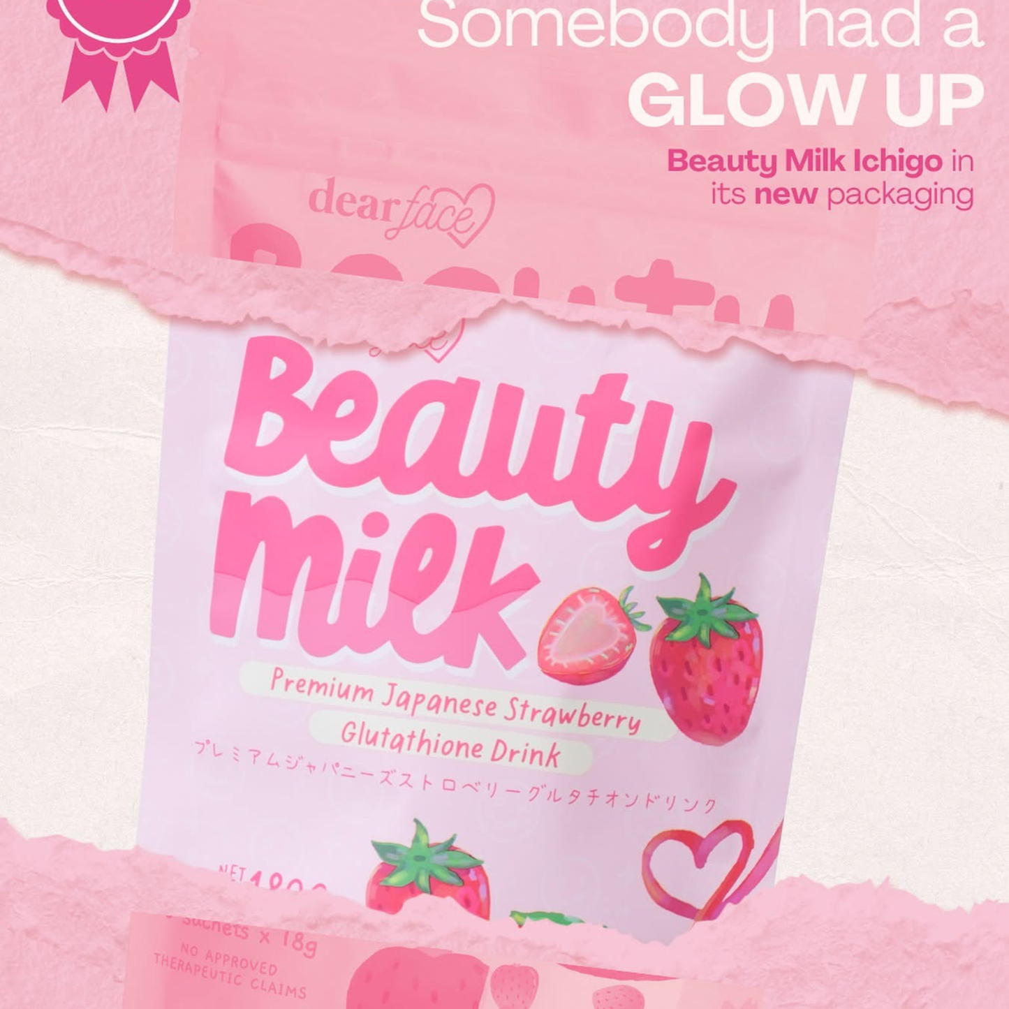 Dear Face Beauty Milk Strawberry Glutathione Drink