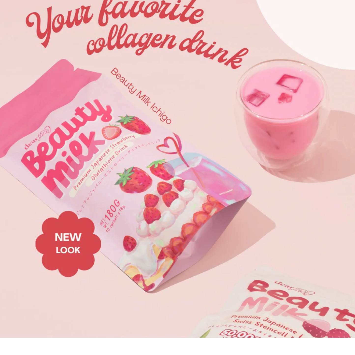 Dear Face Beauty Milk Strawberry Glutathione Drink