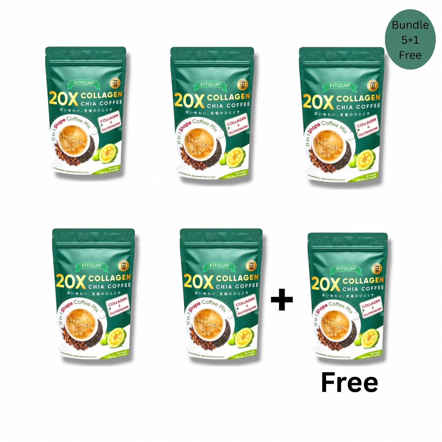 Fitgum Chia Collagen Coffee Bundle 5+1 Free