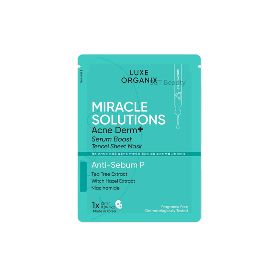 Luxe Organix Miracle Solutions Acne Derm Serum Boost Sheet Mask