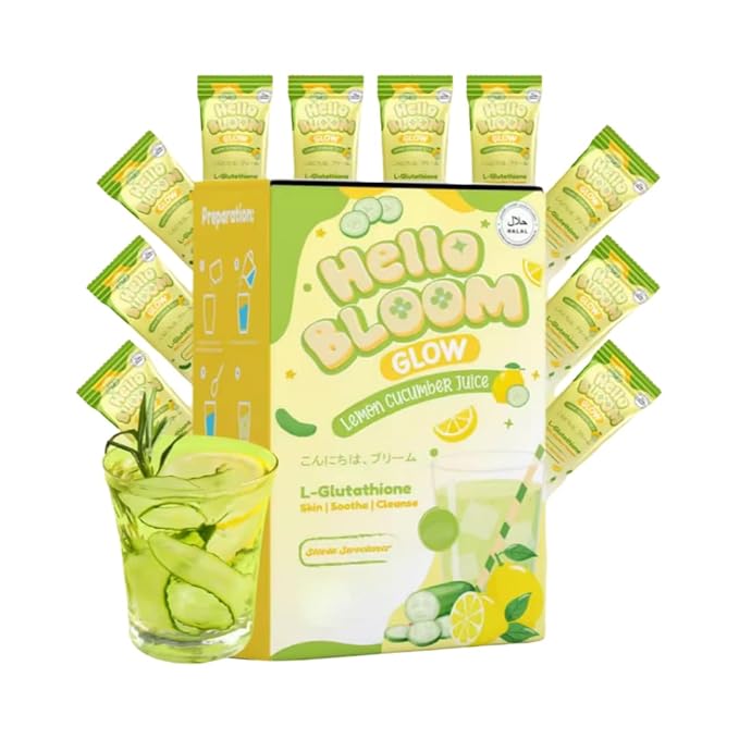 Hello Bloom Glow Reduced L-Glutathione Powder Juice Drink (10 Sachets x 18g, Lemon Cucumber)