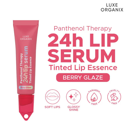 LUXE ORGANIX Panthenol Therapy 24H Lip Serum Tinted Lip Essence Berry Glaze
